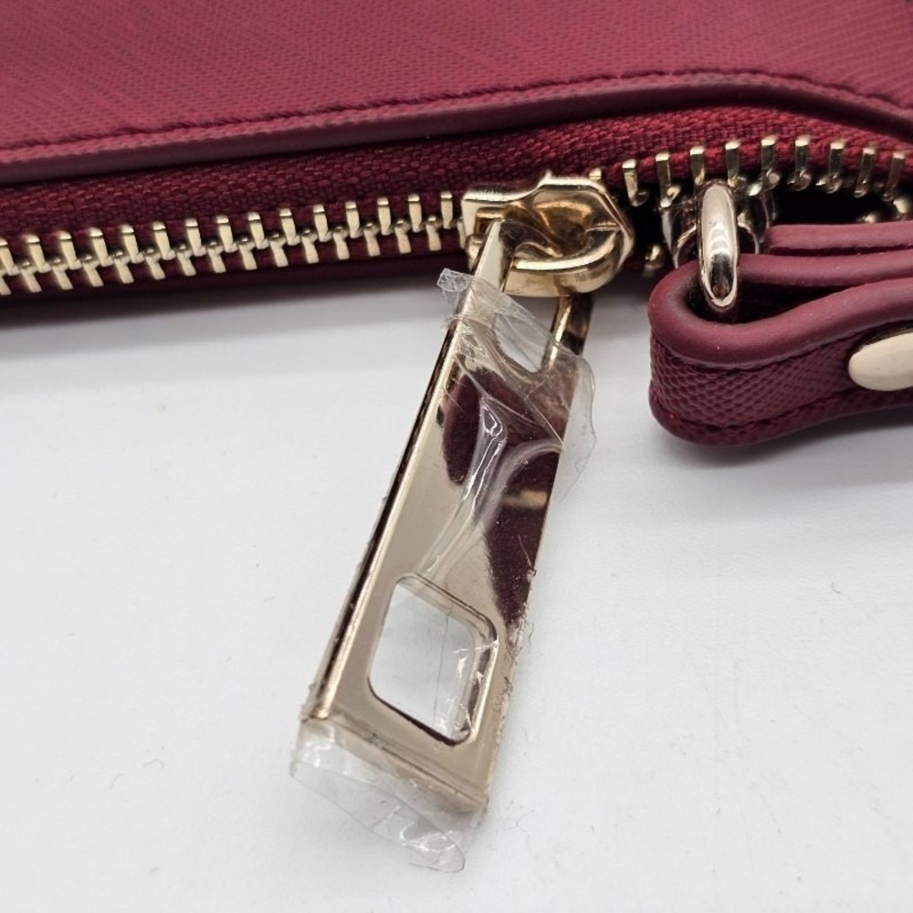 White House Black Market Maroon Clutch Zipper Studded Handbag Purse - Picture 4 of 9